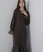 オーガンジー切替スウェットワンピース