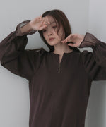 オーガンジー切替スウェットワンピース