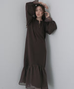 オーガンジー切替スウェットワンピース