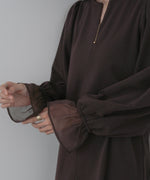 オーガンジー切替スウェットワンピース