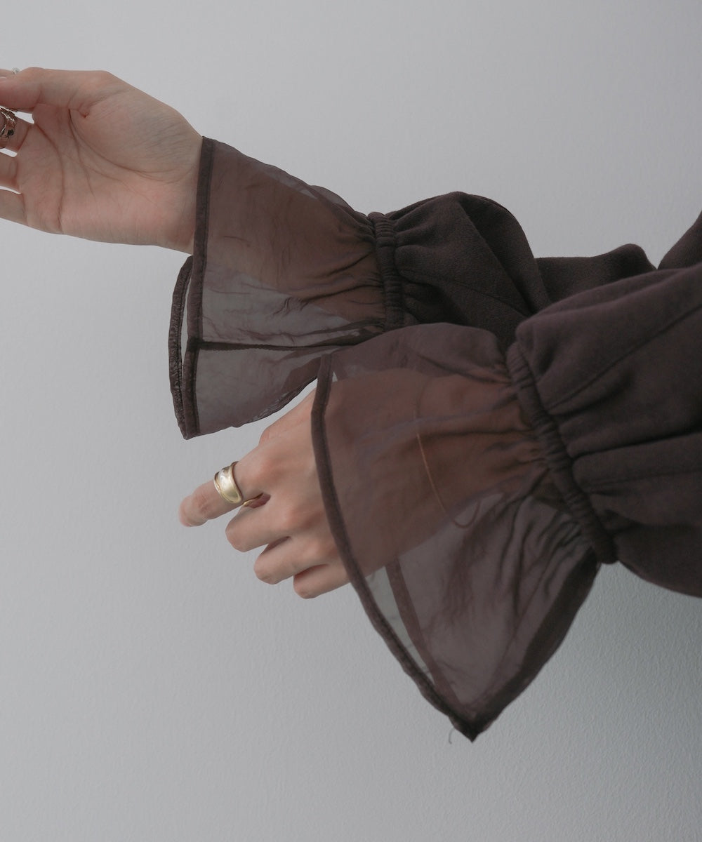 オーガンジー切替スウェットワンピース