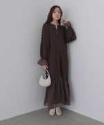 オーガンジー切替スウェットワンピース