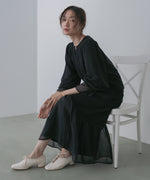 オーガンジー切替スウェットワンピース