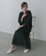 オーガンジー切替スウェットワンピース