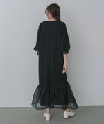 オーガンジー切替スウェットワンピース