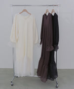 オーガンジー切替スウェットワンピース