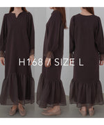 オーガンジー切替スウェットワンピース