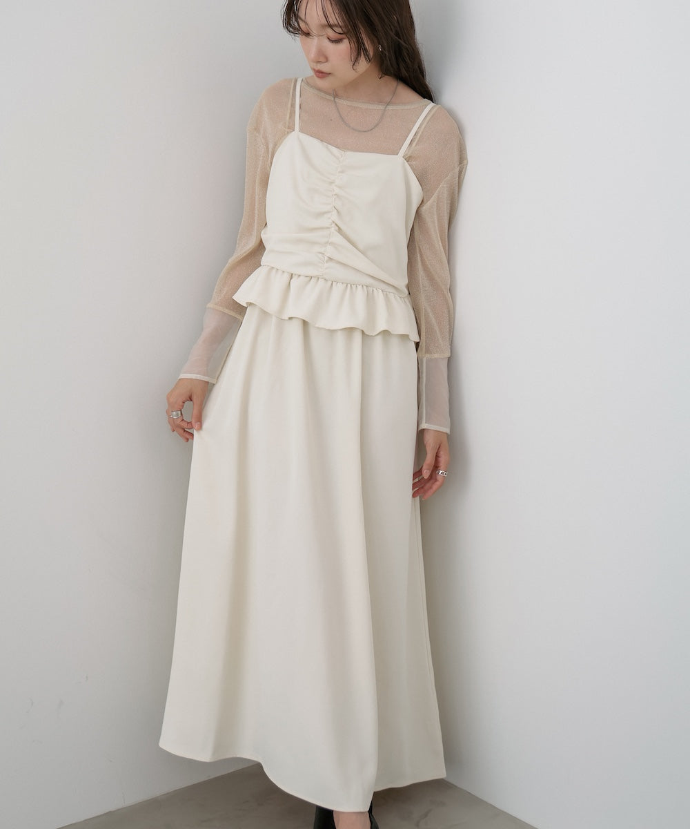 フロントギャザーフリルワンピース