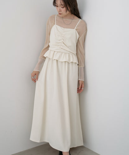 フロントギャザーフリルワンピース