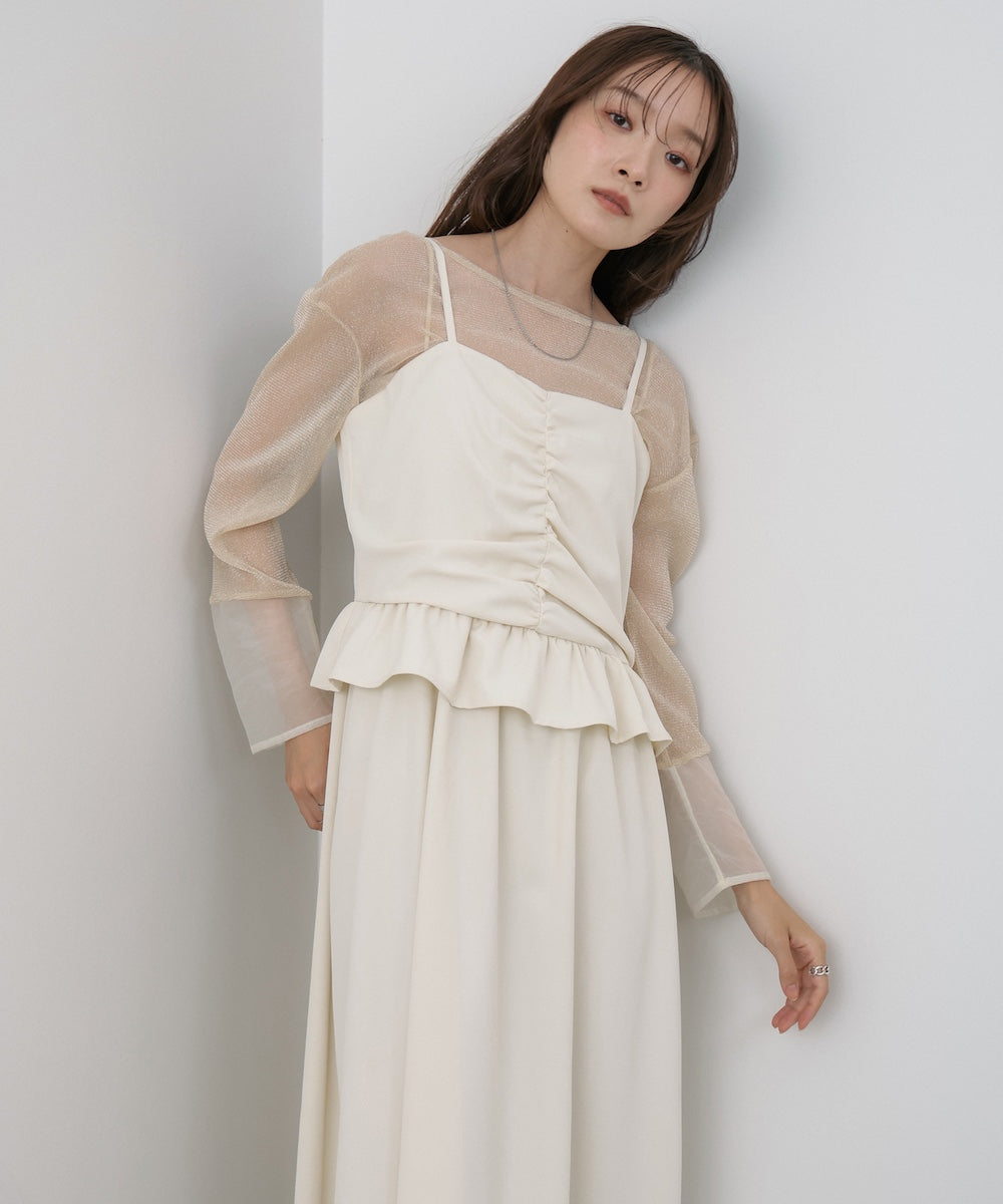 フロントギャザーフリルワンピース