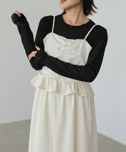 フロントギャザーフリルワンピース