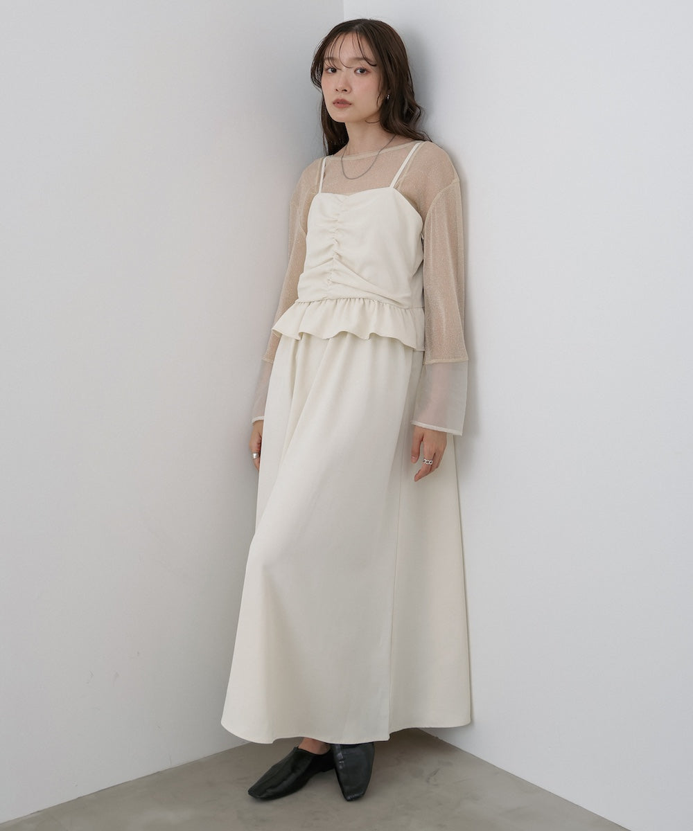 フロントギャザーフリルワンピース