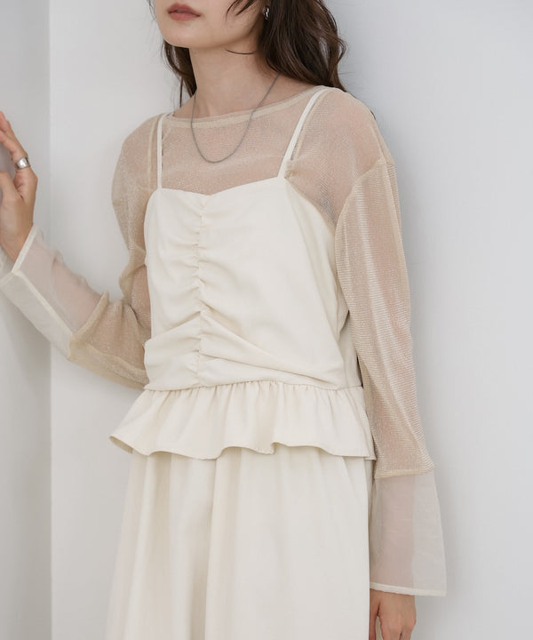 フロントギャザーフリルワンピース