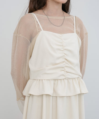 フロントギャザーフリルワンピース