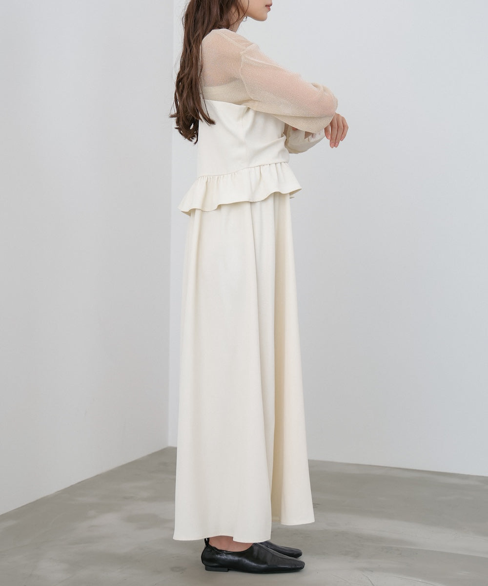 フロントギャザーフリルワンピース