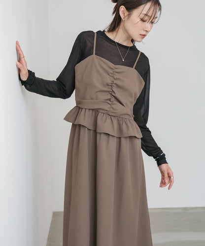 フロントギャザーフリルワンピース