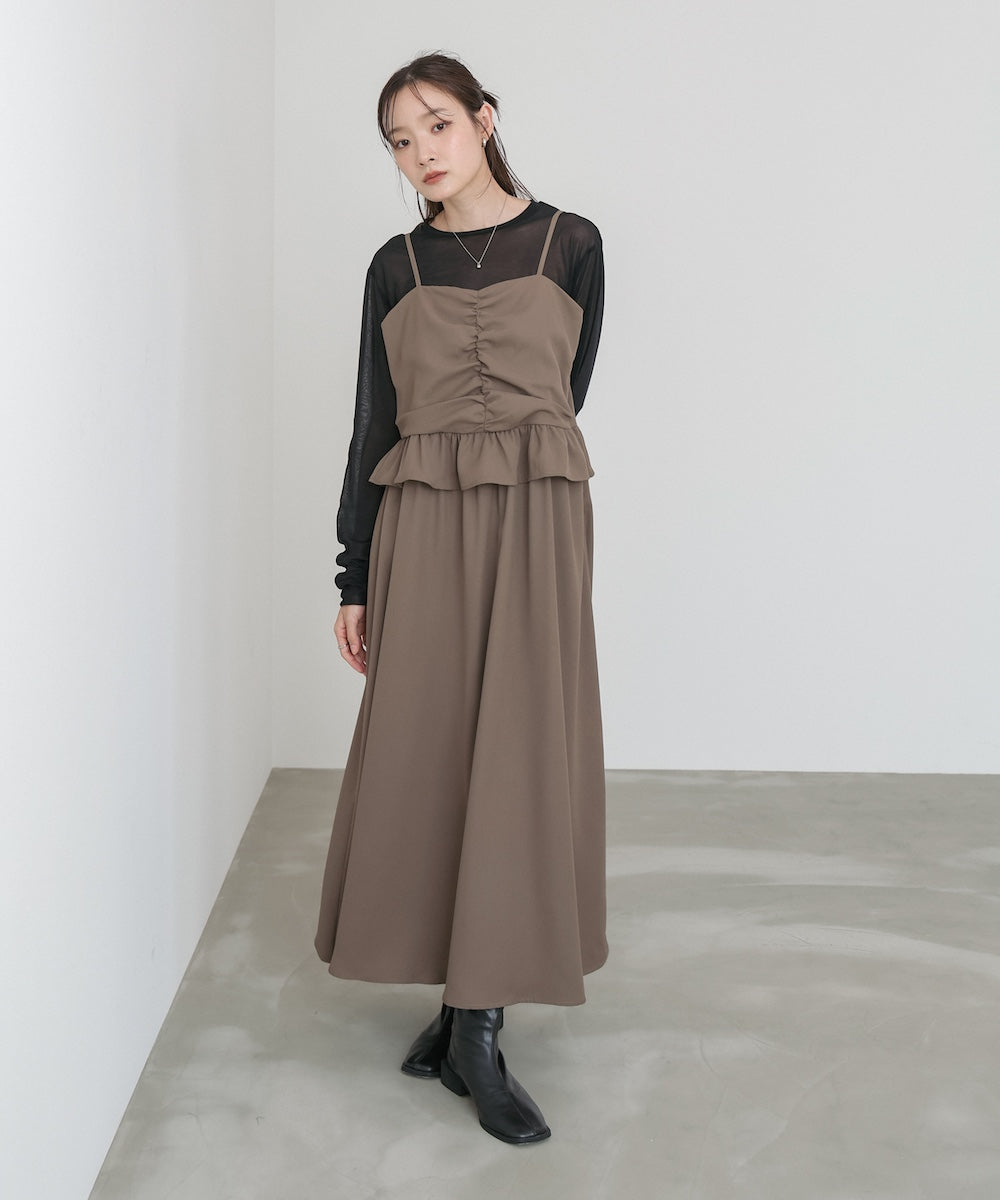 フロントギャザーフリルワンピース