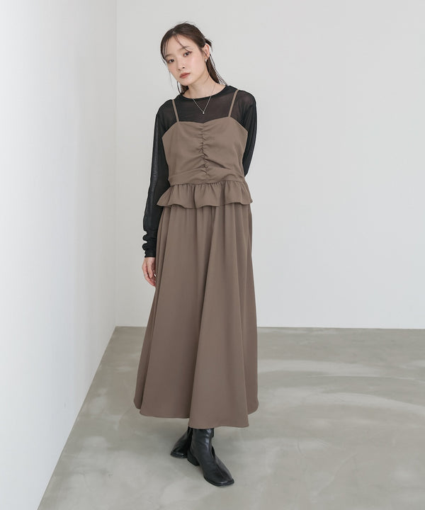 フロントギャザーフリルワンピース