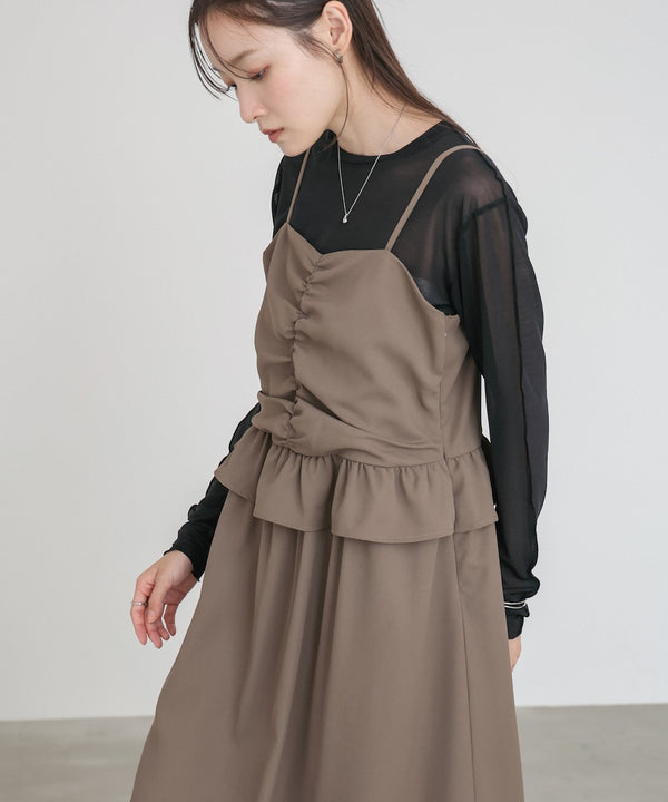 フロントギャザーフリルワンピース