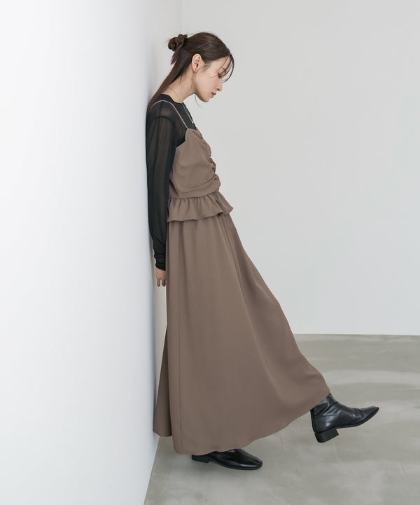 フロントギャザーフリルワンピース