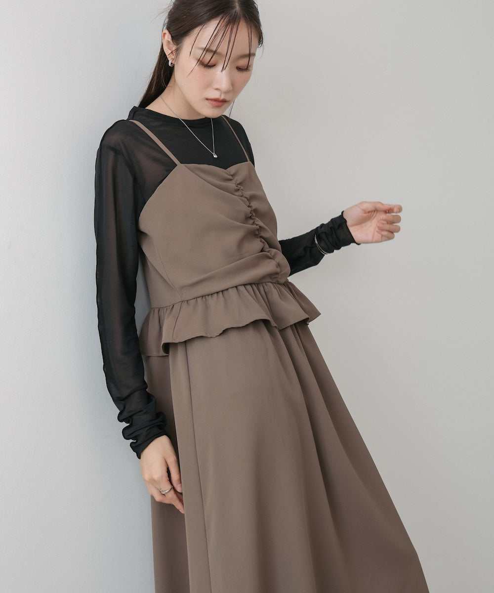 フロントギャザーフリルワンピース