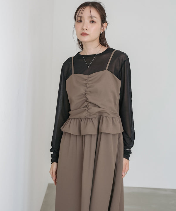 フロントギャザーフリルワンピース