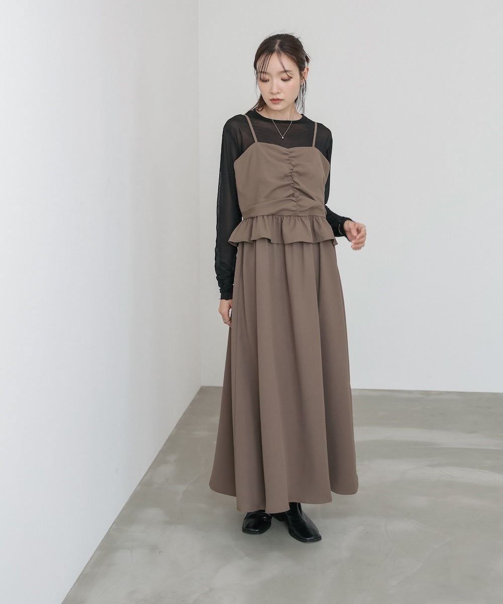 フロントギャザーフリルワンピース