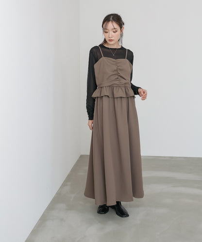 フロントギャザーフリルワンピース