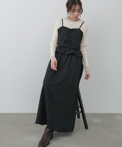 フロントギャザーフリルワンピース