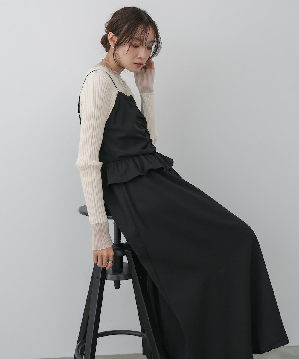 フロントギャザーフリルワンピース