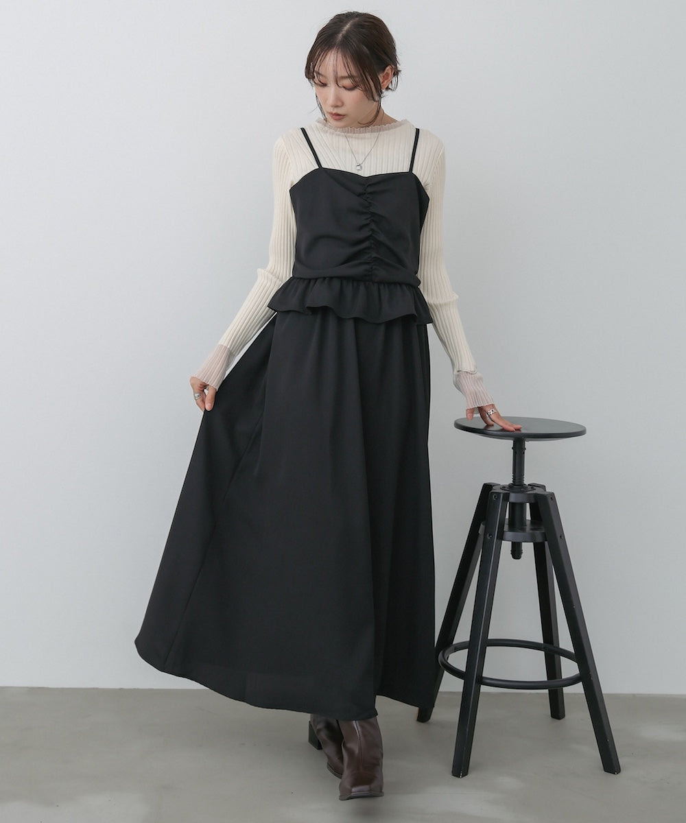フロントギャザーフリルワンピース