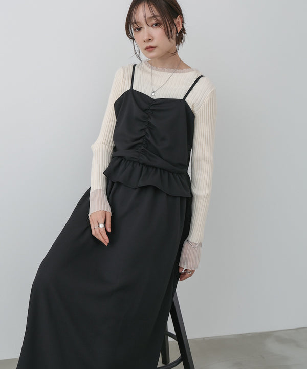 フロントギャザーフリルワンピース