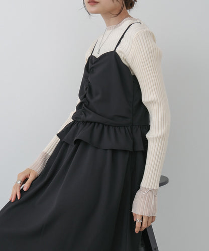 フロントギャザーフリルワンピース