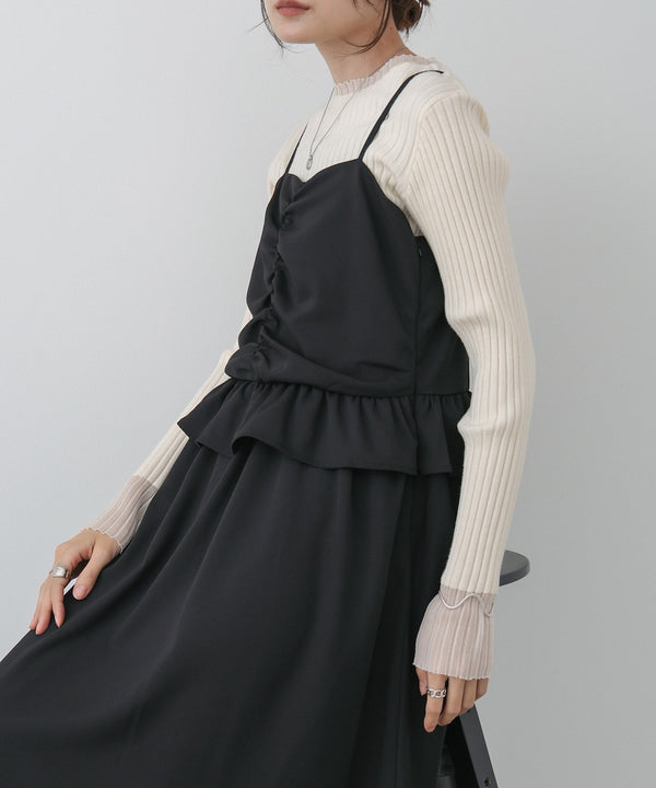 フロントギャザーフリルワンピース