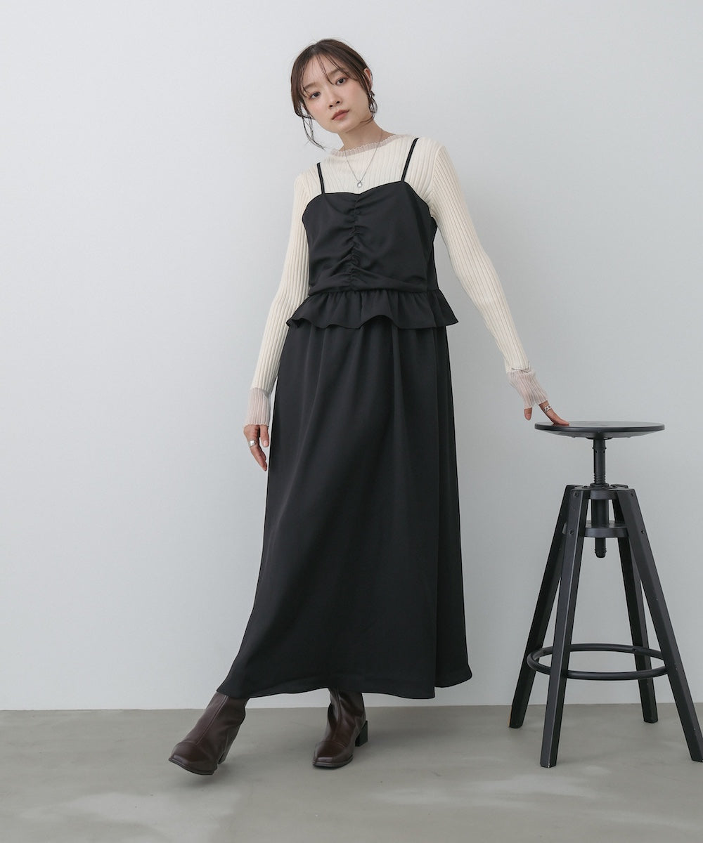 フロントギャザーフリルワンピース