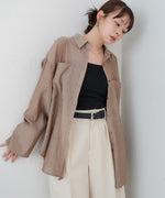 ワイドカフスワンポイント刺繍シアーシャツ