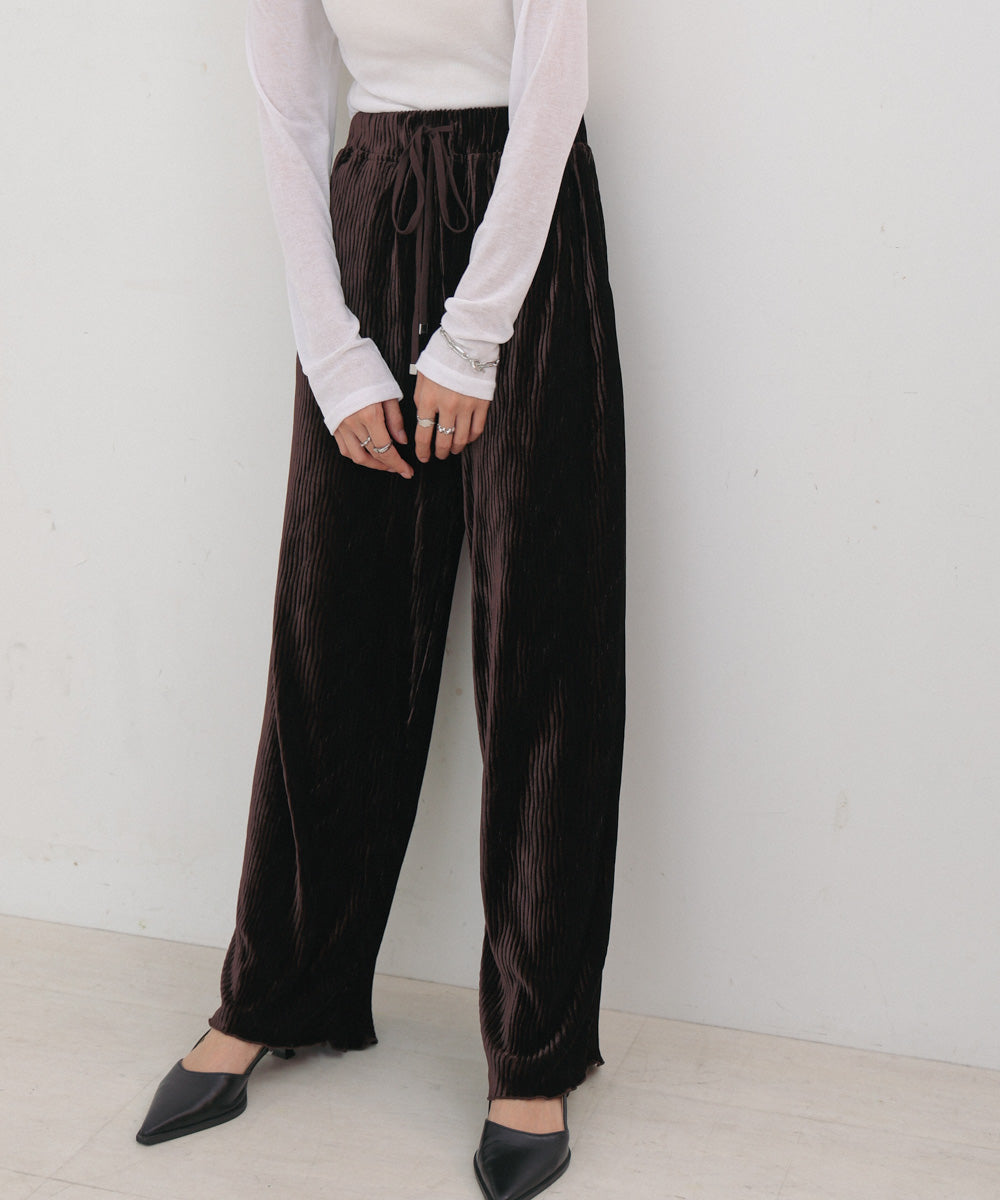 ベロアウェーブプリーツイージーパンツ