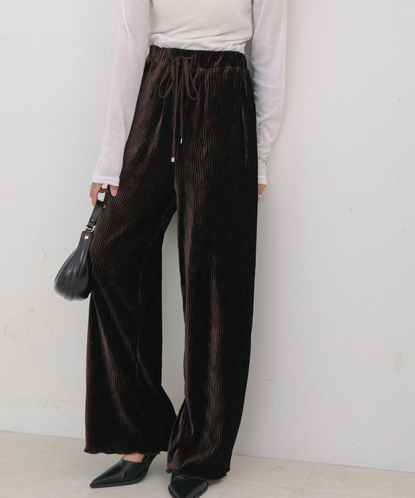 ベロアウェーブプリーツイージーパンツ