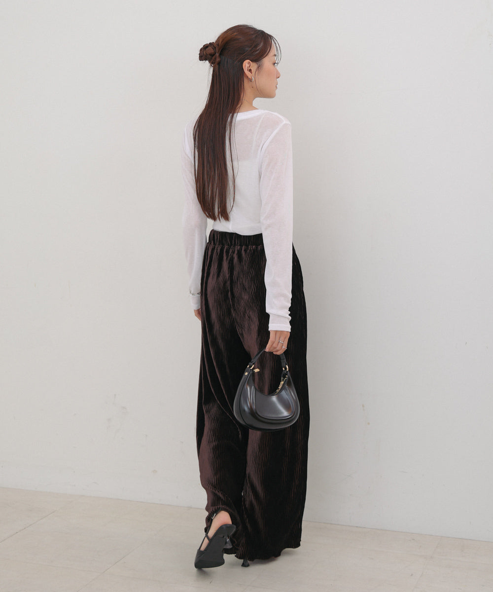ベロアウェーブプリーツイージーパンツ