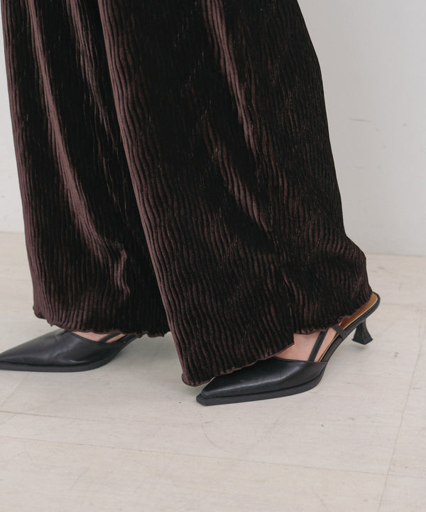 ベロアウェーブプリーツイージーパンツ