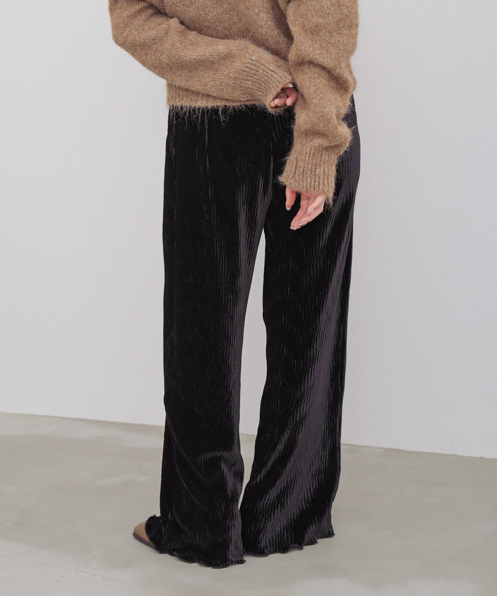ベロアウェーブプリーツイージーパンツ