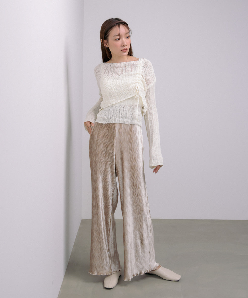 ベロアウェーブプリーツイージーパンツ