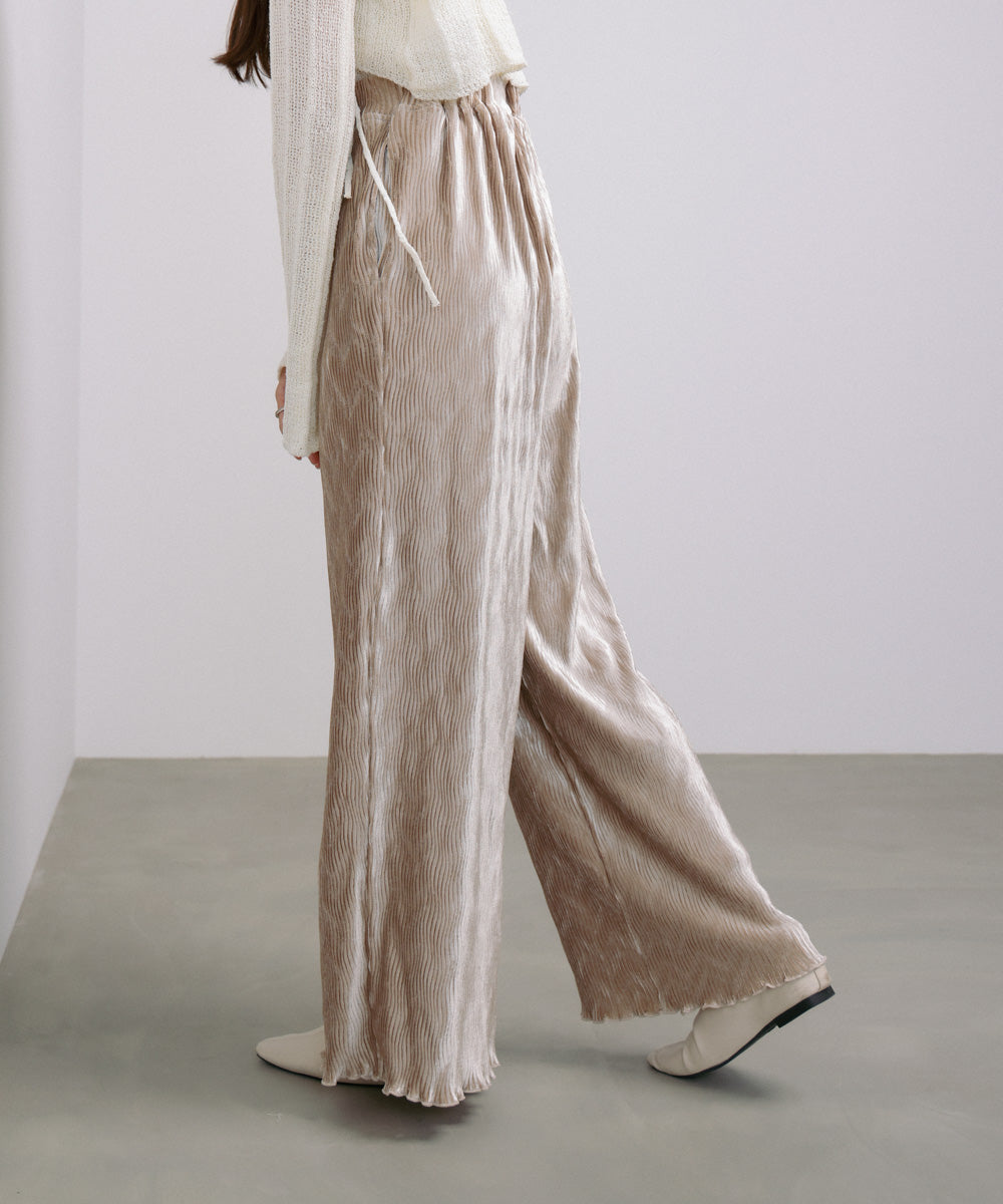 ベロアウェーブプリーツイージーパンツ