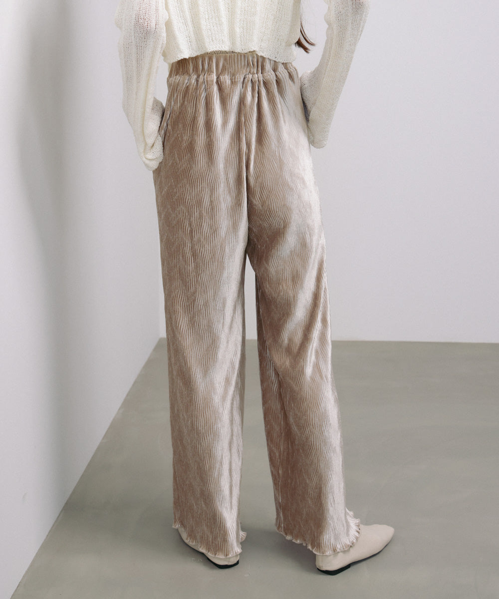 ベロアウェーブプリーツイージーパンツ