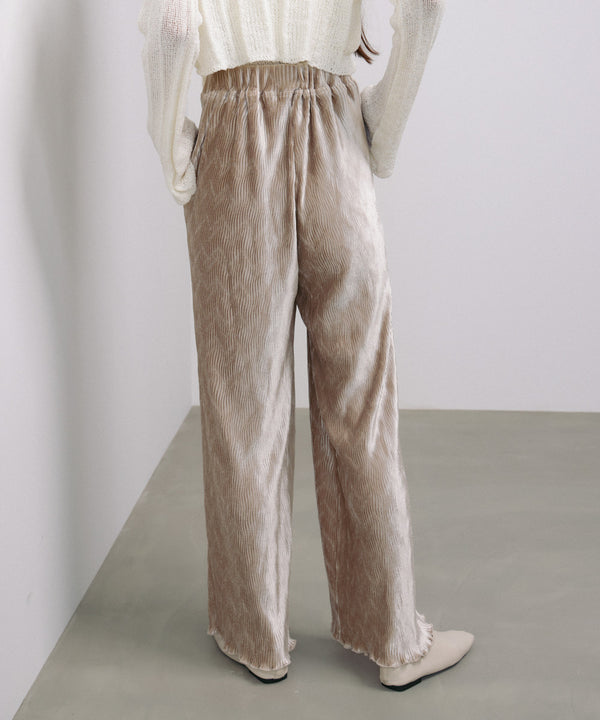ベロアウェーブプリーツイージーパンツ