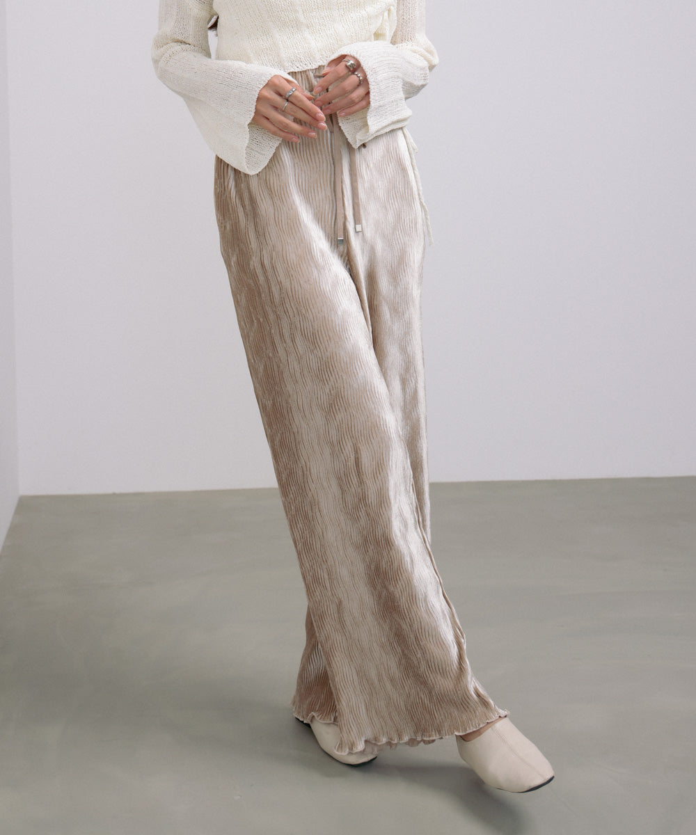 ベロアウェーブプリーツイージーパンツ