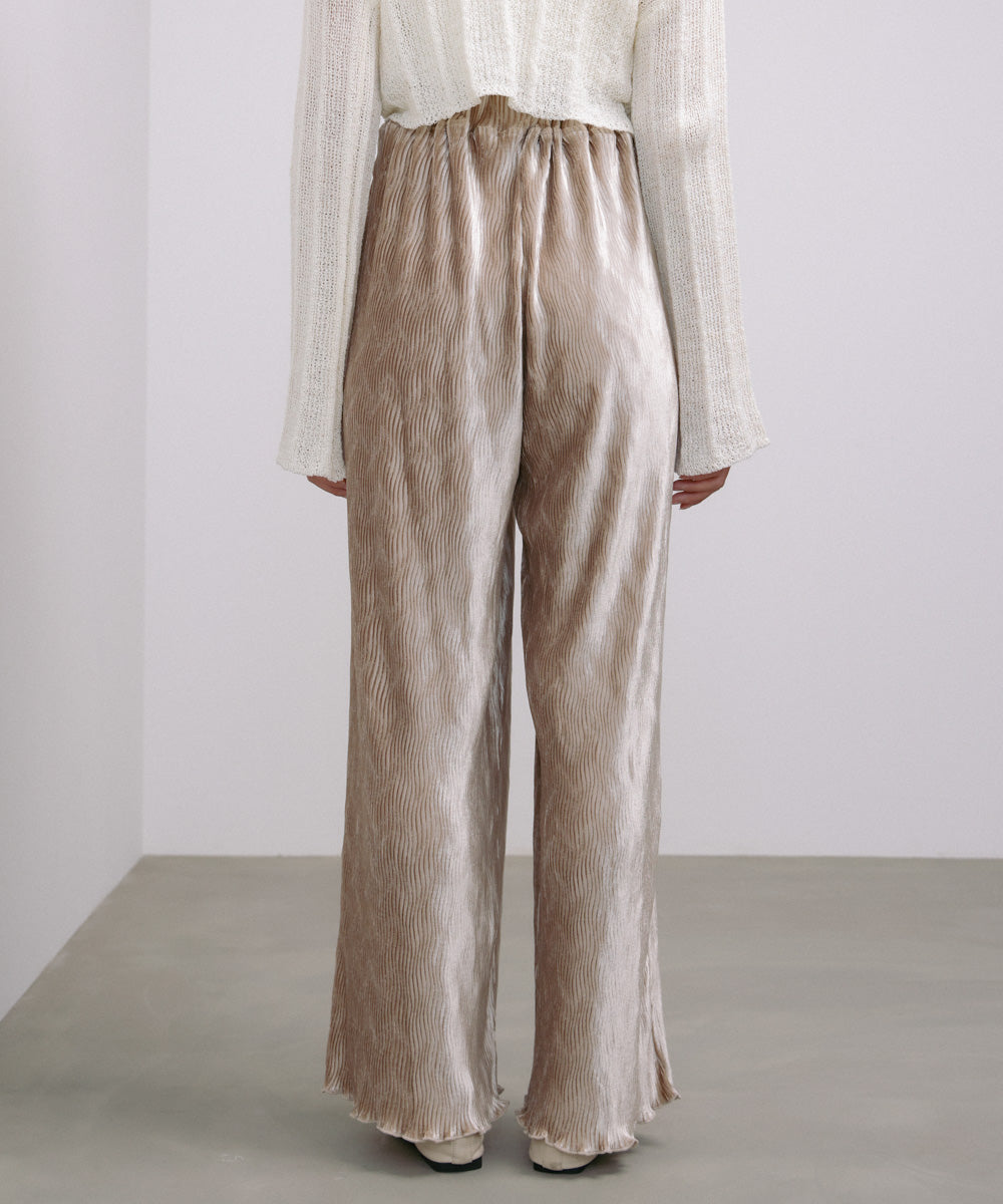 ベロアウェーブプリーツイージーパンツ