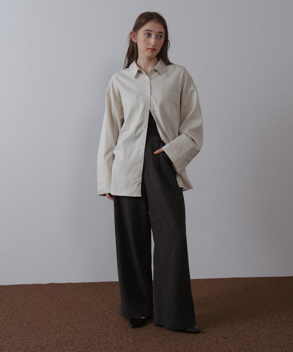 コード刺しゅうワイドカフスオーバーシャツ