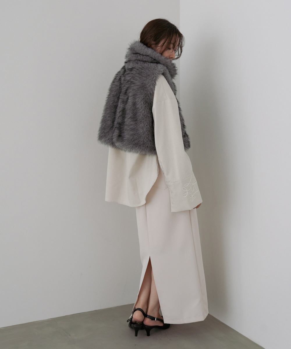 コード刺しゅうワイドカフスオーバーシャツ