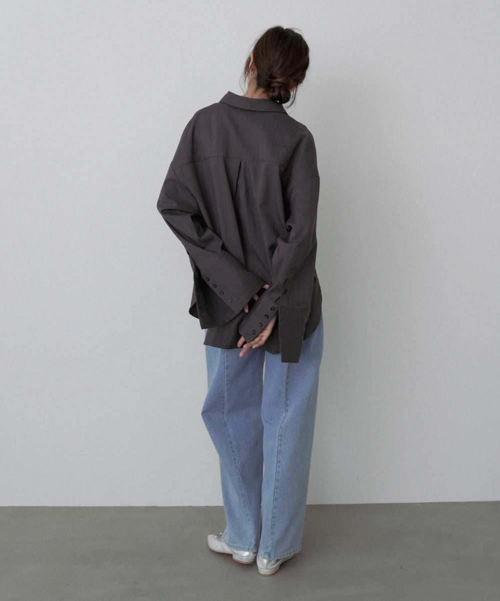 コード刺しゅうワイドカフスオーバーシャツ